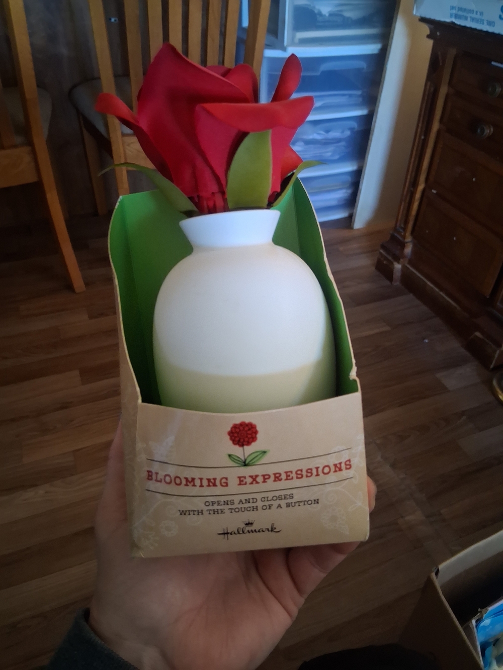 Hallmark Hand Soap Diffuser with Red Fabric Flower and Green Leaves